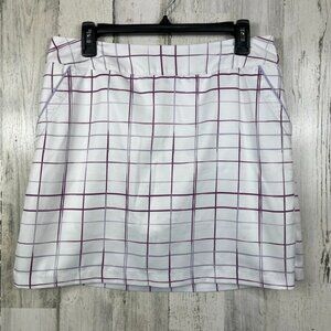 Adidas Clima Cool skort skirt tennis golf plaid 8 activewear white purple sporty